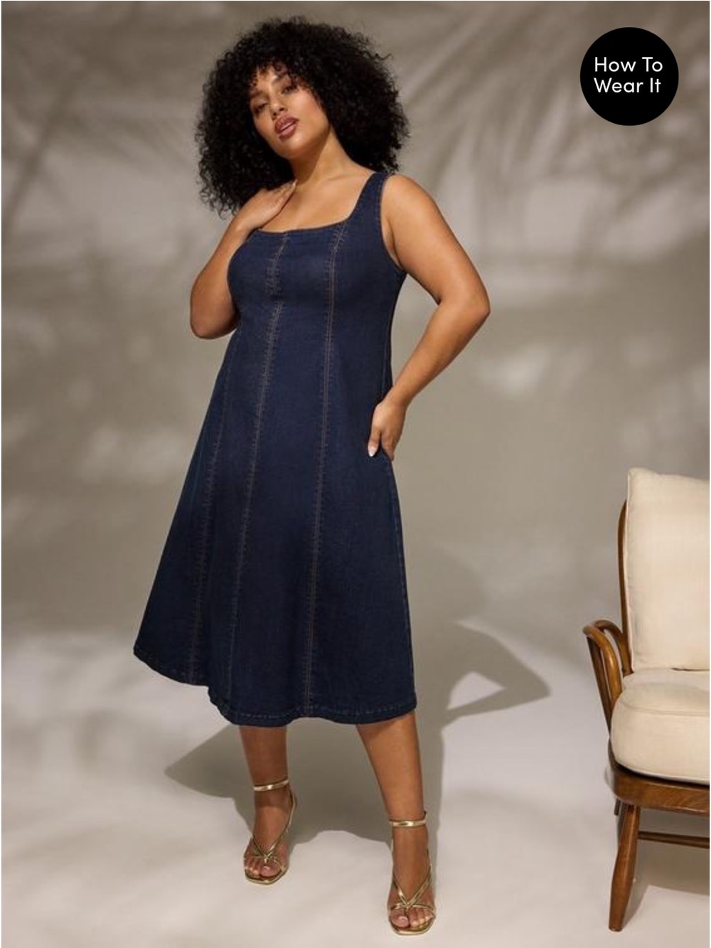 torrid Dark Blue Sleeveless Denim Midi Dress